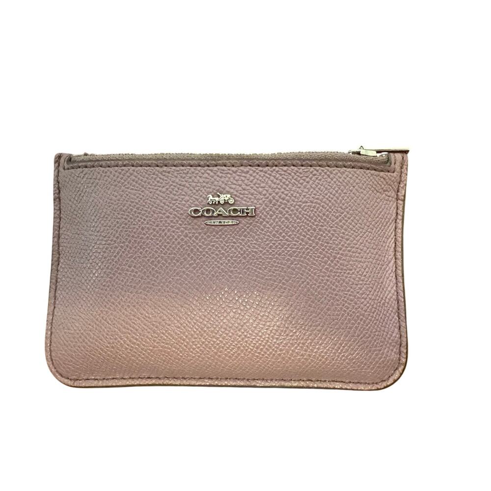 Coach slim mini zip card case pebbled leather